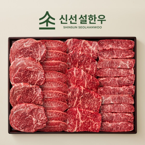 신선설한우 1++ 한우 등심, 채끝, 부채살, 업진살 세트 800g (1개)