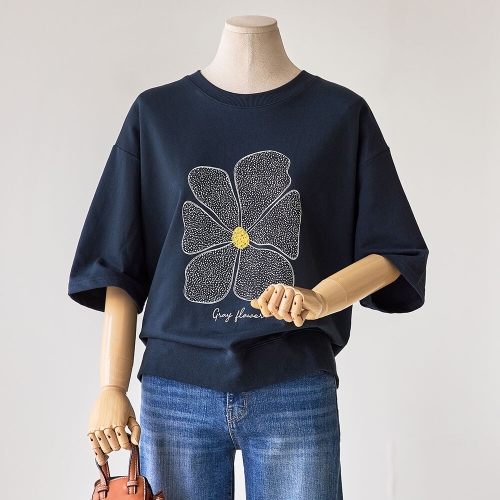 커스텀에이블 플라워 반소매 맨투맨_T2508TS102C_이미지