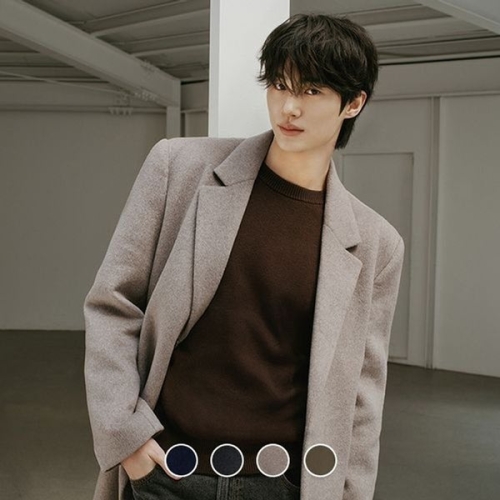 지오다노 075921 변우석 레귤러핏 남자 울 캐시미어 싱글 코트 01075921_이미지