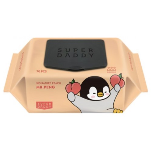 슈퍼대디 미스터펭 시그니처 피치 물티슈 캡형 70매 (20팩)_이미지