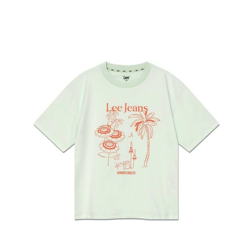 LEE 키즈 루즈핏 야자수 그래픽 반팔티 민트 LK2502ST16