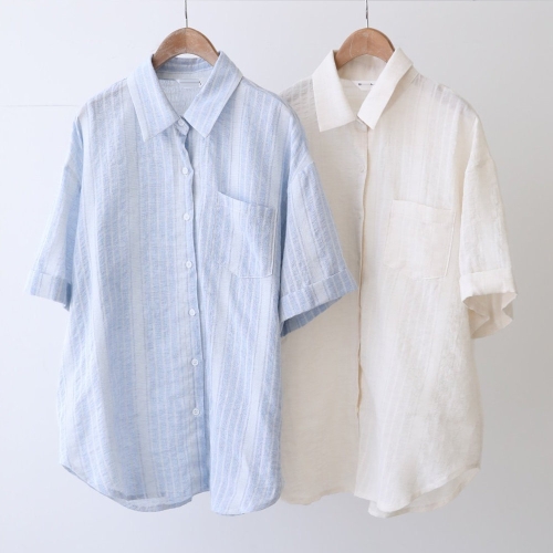 S189L406 타르트줄배색반팔셔츠 WB