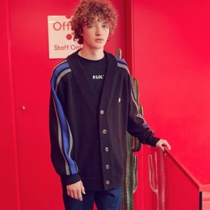 로라로라  RLOL   CD-19711  RLOL SLEEVE TAPE CARDIGAN BLACK_이미지