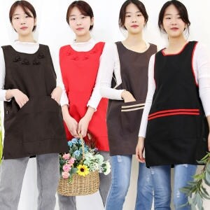 하랑이플 두줄원피스<b>앞치마</b> 예쁜<b>앞치마</b> 주방 업소용 방수 데님