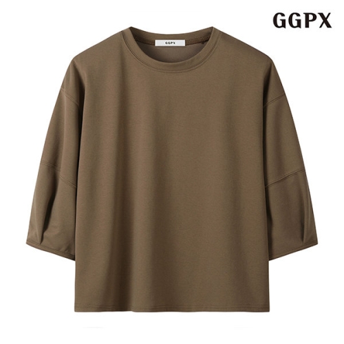  GGPX 라운드넥 퍼프 스티치 베이직 긴팔 티셔츠 GOCLW006D