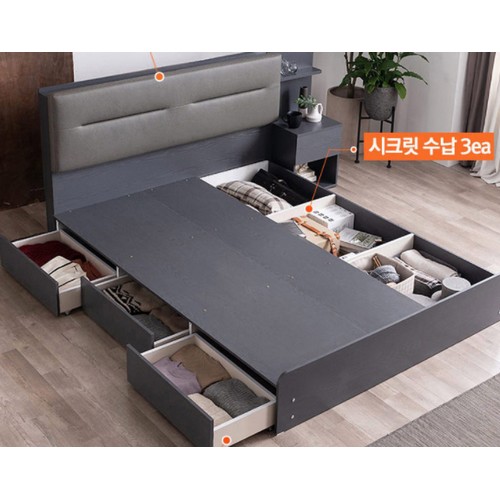 바로크가구 에센셜 호텔식 3단계 수납 LED침대 SS (스위트하이필로우탑독립)_이미지