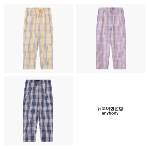 애니바디 공용 면 선염 체크 9부 팬츠_ANLB24312 (1매)_이미지