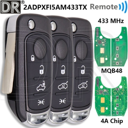 2ADPXFI5AM433TX MQB48/4A 칩 433MHz SIP22 플립 자동차 원격 제어 키 Fiat 500X Ege..