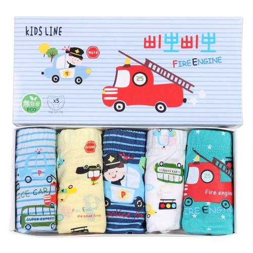 키즈라인 남아용 삐뽀삐뽀 삼각 팬티 5종 세트 75호 혼합 색상_이미지