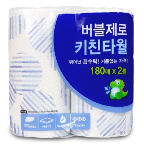 더존페이퍼 버블제로 키친타월 180매 (2입)