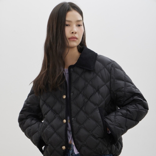 씨씨콜렉트 코듀로이 배색 퀼팅 경량 다운 C261PSG801
