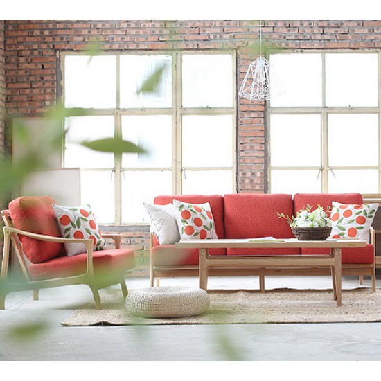 스타일케이 헬로우엠마 로즈버드오렌지 레트로소파 4인용_이미지