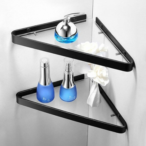 무타공 메탈라인 코너 삼각유리선반 GT9