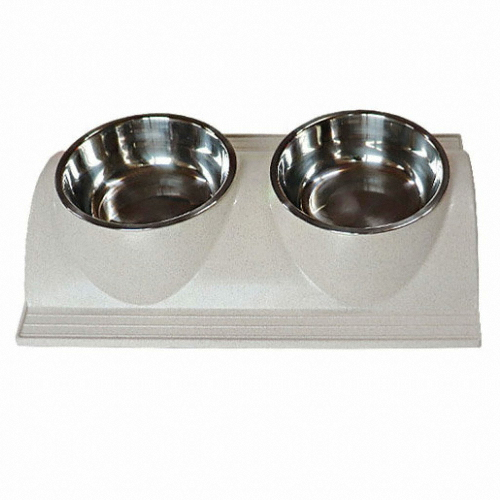 펫투유 ㅤ우쭈쭈 클린마블 더블 스텐식기 (베이지)_이미지