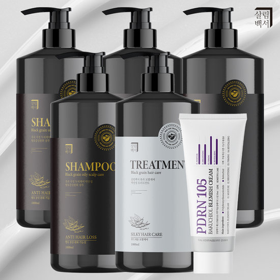살림백서 흑곡 샴푸 1000ml 4개+트리트먼트 1000ml+PDRN 크림 50ml 6종세트_이미지