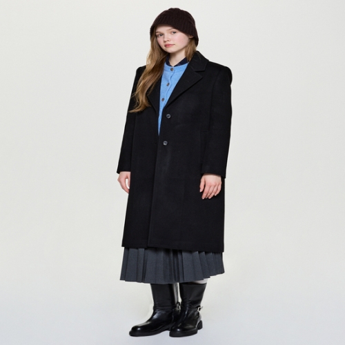  헤지스레이디스 여성 캐시미어 블렌디드 테일러드 싱글 롱코트 HSCO5D013BK