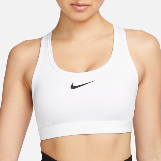 나이키  스우시 미디엄 서포트 패드 스포츠 브라 DX6822 (100, 화이트)