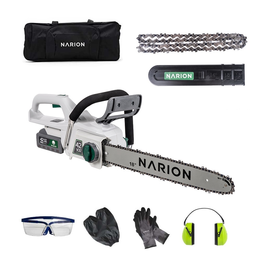 나리온 42V 16인치 충전 체인톱 FNJ160R (4.0Ah, 배터리 2개)_이미지