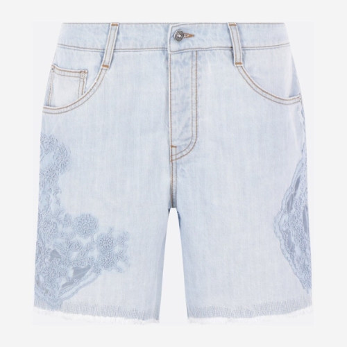 에르마노설비노 플로럴 레이스 사이드 인서트 데님 쇼츠 D487P308AP GYV44115_이미지