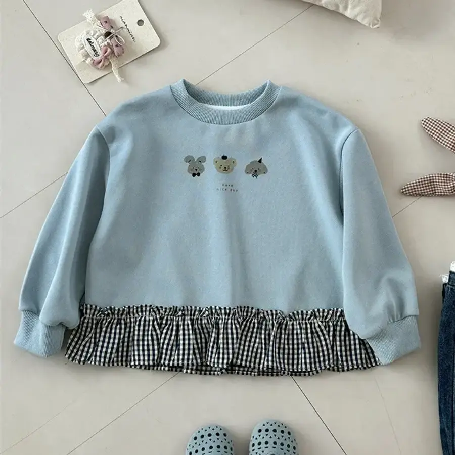 루시엔 체크 프릴 셔링 티셔츠 R16695