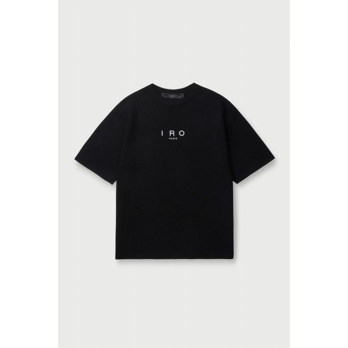 IRO Nebula 베이직 로고 반팔 라운드 니트 IQWAM26701BKX