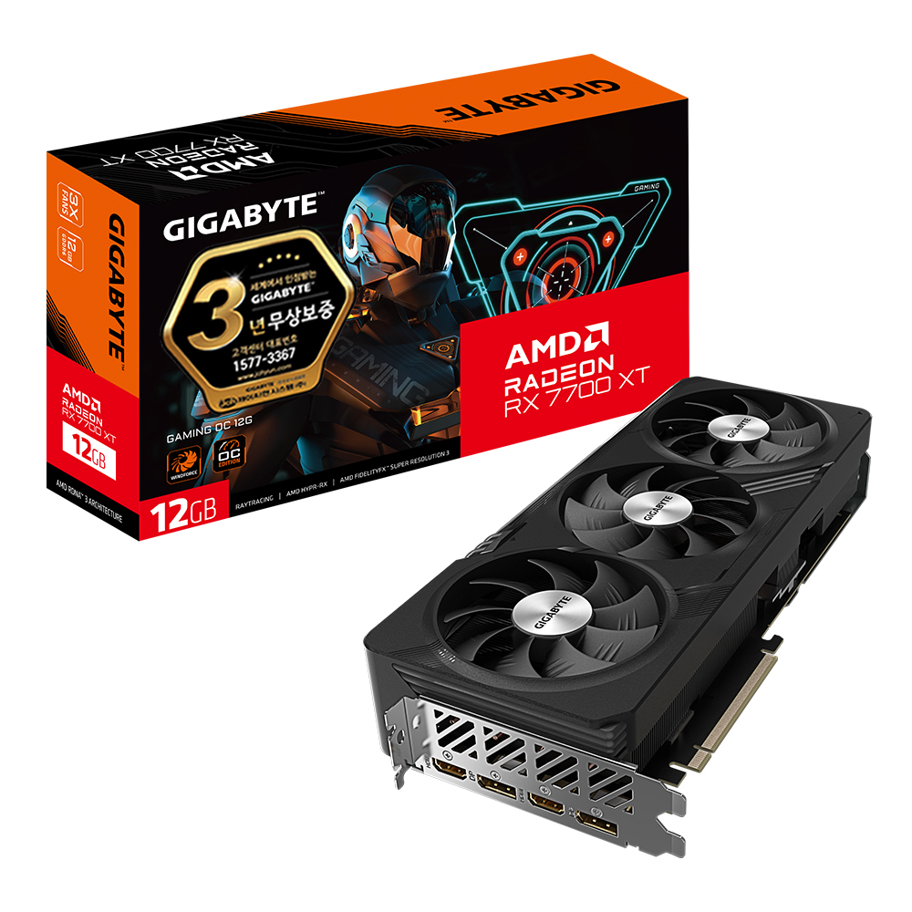 GIGABYTE 라데온 RX 7700 XT GAMING OC D6 12GB 제이씨현