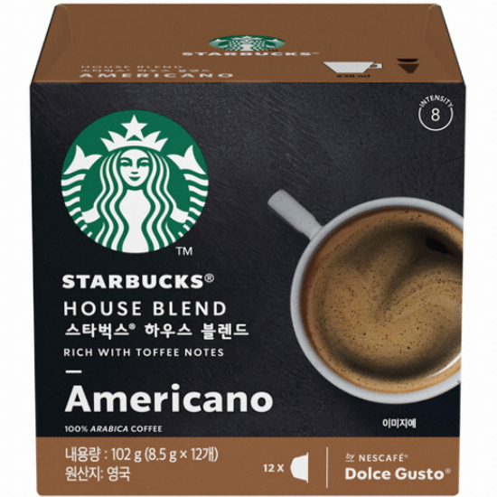 네슬레 돌체구스토 스타벅스 하우스 블렌드 캡슐커피 12캡슐이미지입니다. 누르면 해당 게시물로 새창이동합니다.