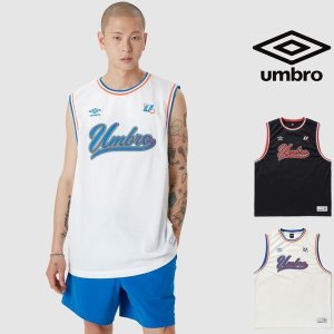 엄브로 메쉬 아플리케 슬리브리스 나시 티셔츠 UP321CSL76