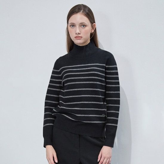 레노마 더 더 반넥 스트라이프 니트-R2F42KPO010_이미지