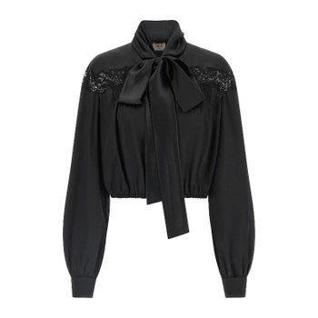 레이스 요크 크롭 실크 셔츠 853054Y7G27 1000