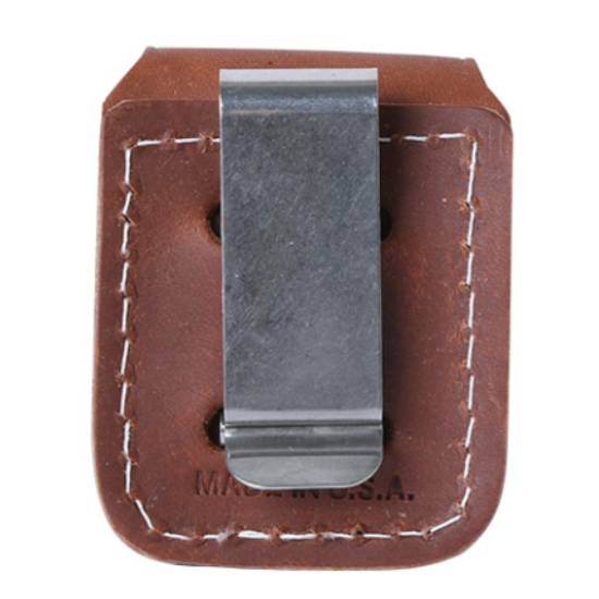 지포(ZIPPO) 라이터 가죽 케이스 클립형 (라이트 브라운)_이미지