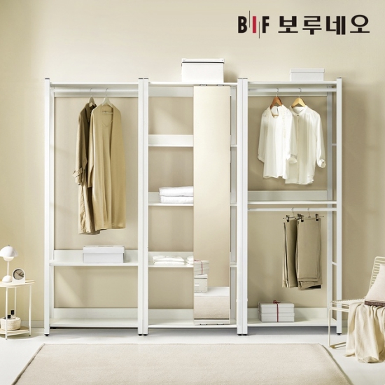 BIF보루네오 아이든 시스템 행거 철제 N 선반거울장 드레스룸 세트 2400_이미지