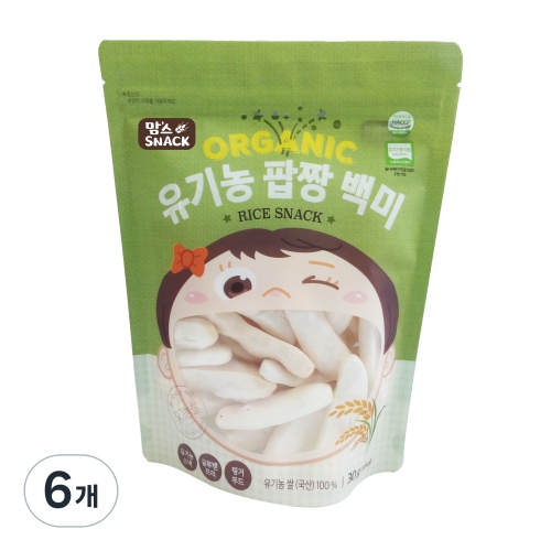 청오건강 맘스스낵 유기농 팝짱 백미 30g (6개)_이미지