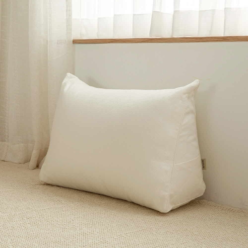 바자르 등편한 캔버스면 삼각 등받이 쿠션 70 x 25 x 45 cm 아이보리_이미지