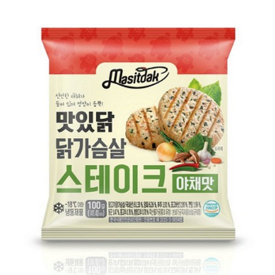푸드나무 맛있닭 닭가슴살 스테이크 야채맛 100g (7개)_이미지