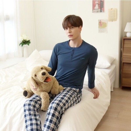 레노마 언더웨어 이너웨어 엘리가모 남성 레오 피치기모 9부 상하 BL MD3EH60129