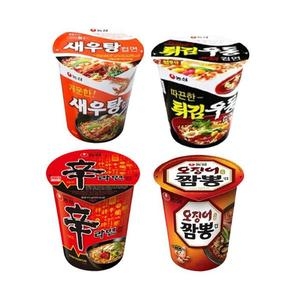 농심 신라면컵6개 + 튀김우동컵6개 + 새우탕컵6개 + 오징어짬뽕컵6개_이미지