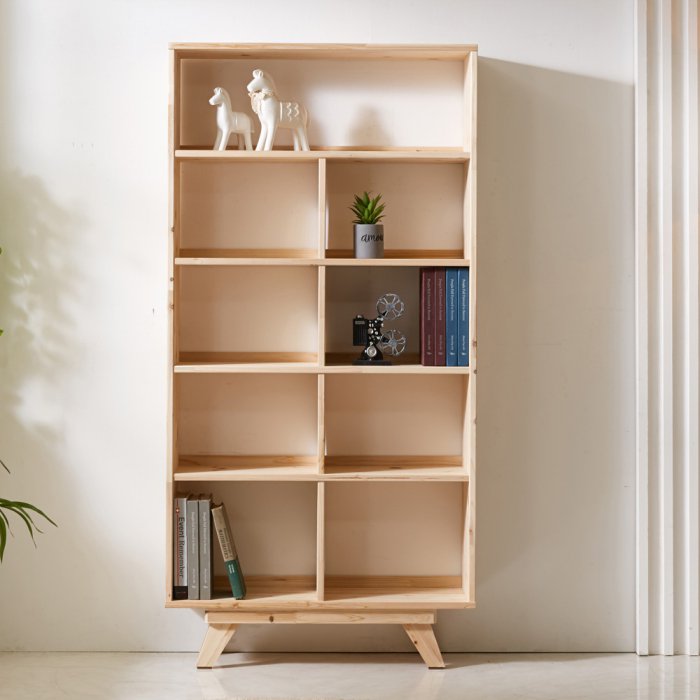 에보니아  우디 5단 삼나무 원목 책장 800
