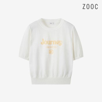 ZOOC 여성 레터링 포인트 라운드 니트 Z252KSK303_이미지