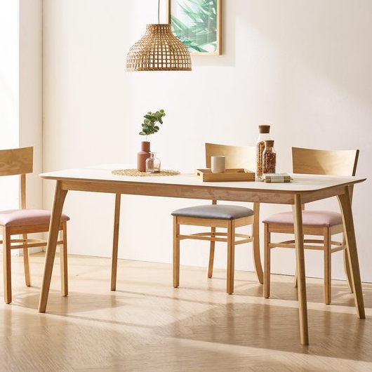 BIF보루네오 마르체 롤리 자작나무 HPM 사각 원목 식탁 1600 (의자별도)_이미지