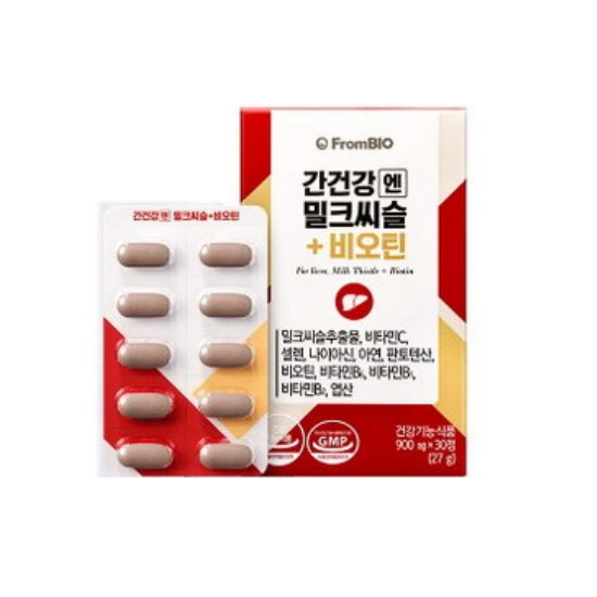 프롬바이오 간건강엔 밀크씨슬 플러스 비오틴 30정 (12개)