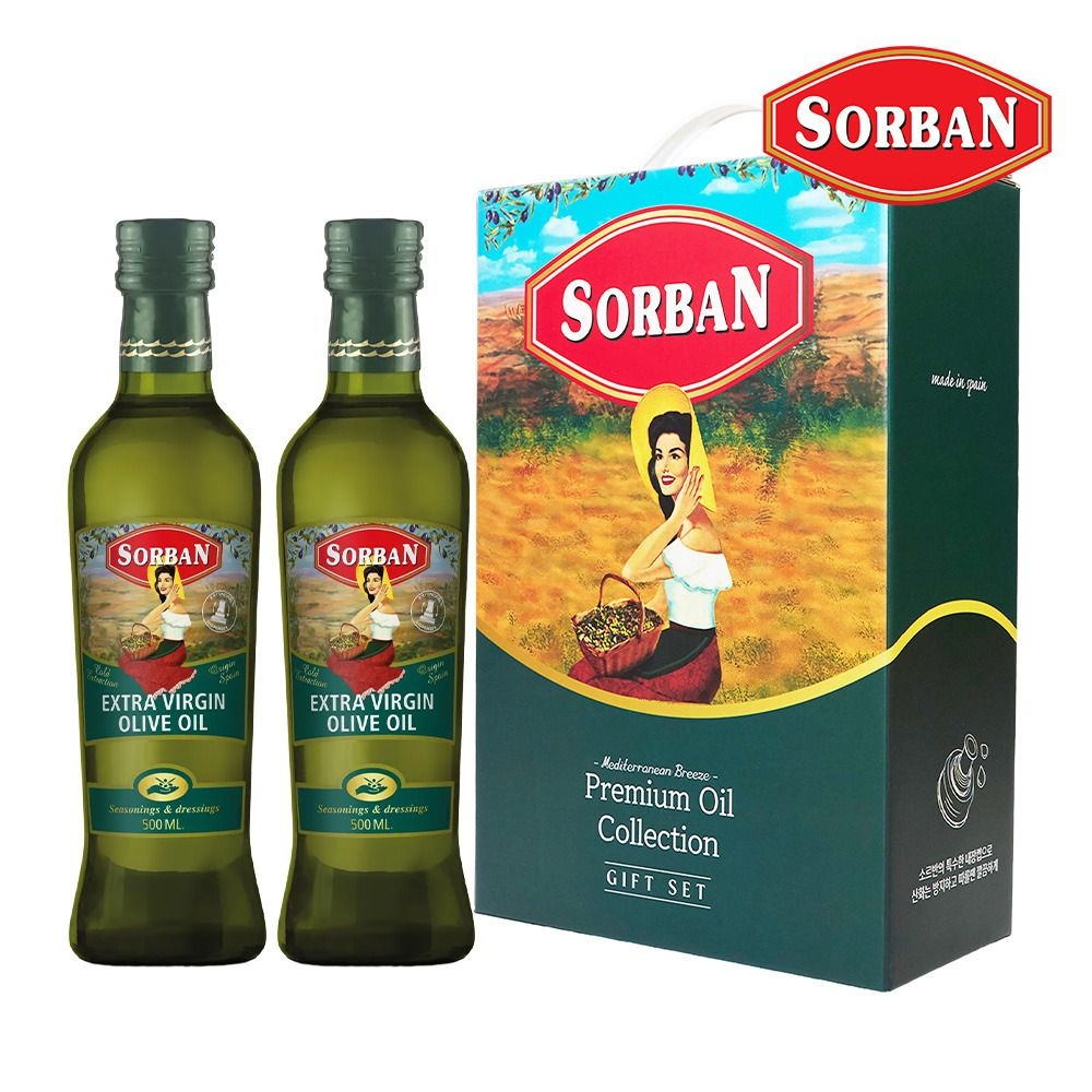 소르반 선물세트 엑스트라 버진 올리브오일 500ml x 2개[1개]