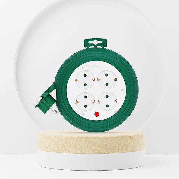 러그박스 4구 원형 납작코드 멀티탭 그린