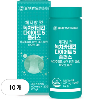 비엘헬스케어 을지대학교 체지방 컷 녹차카테킨 다이어트5 플러스 600mg 120정 (10개)