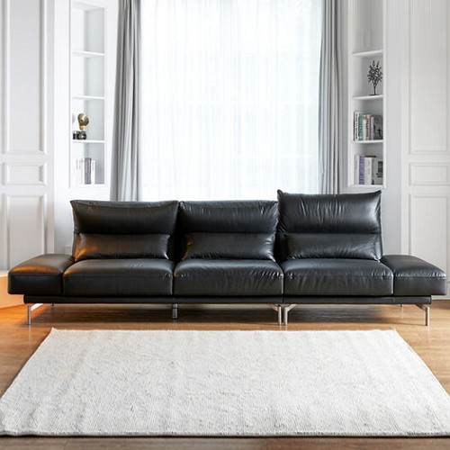 자코모 제트 기능성 아닐린 내추럴 천연가죽 소파 4인용 (스툴별도)_이미지