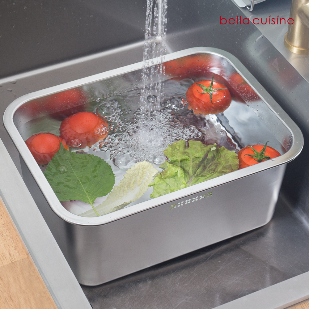 리빙스타 벨라쿠진 올스텐 304 사각 설거지통 10.6L