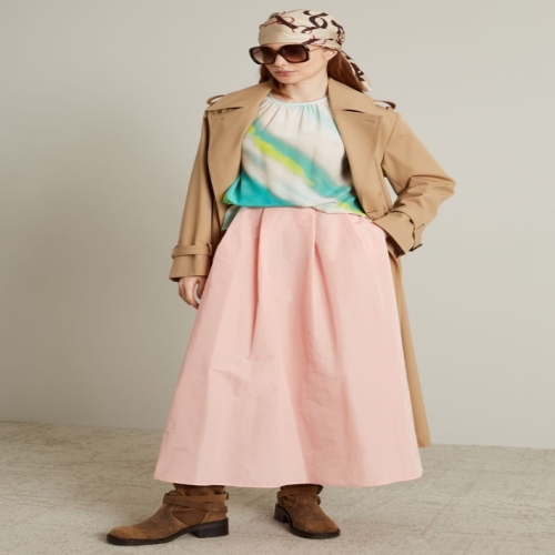 막스마라 아울렛 인트렌드 태피터 플레어 스커트 치마 핑크 3CARPA 889548_이미지