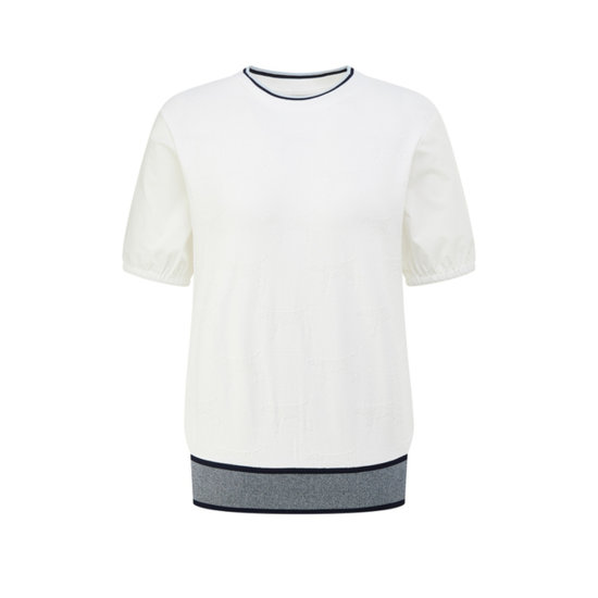 헤지스골프 강아지 패턴 캡슐 반팔 하이브리드 스웨터 HWSW6B252OW