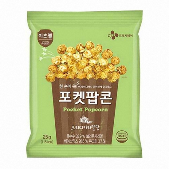 CJ프레시웨이 이츠웰 포켓팝콘 크리미카라멜맛 25g (10개)_이미지