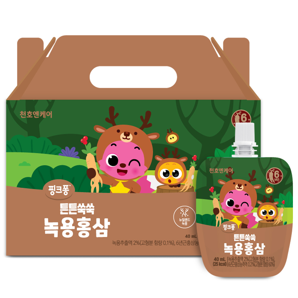 천호엔케어 핑크퐁 튼튼쑥쑥 녹용홍삼 40ml 30포 (2개)_이미지
